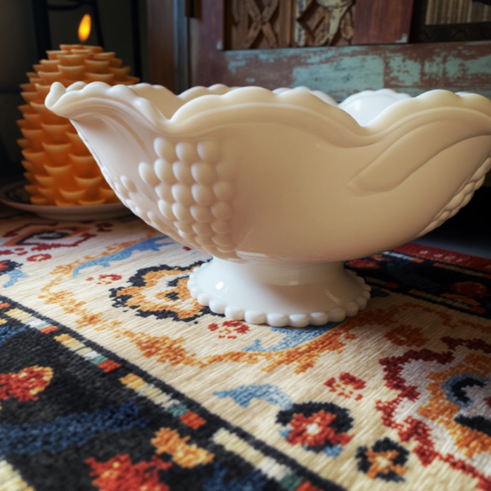 L. E. Smith Milk Glass Serving Bowl